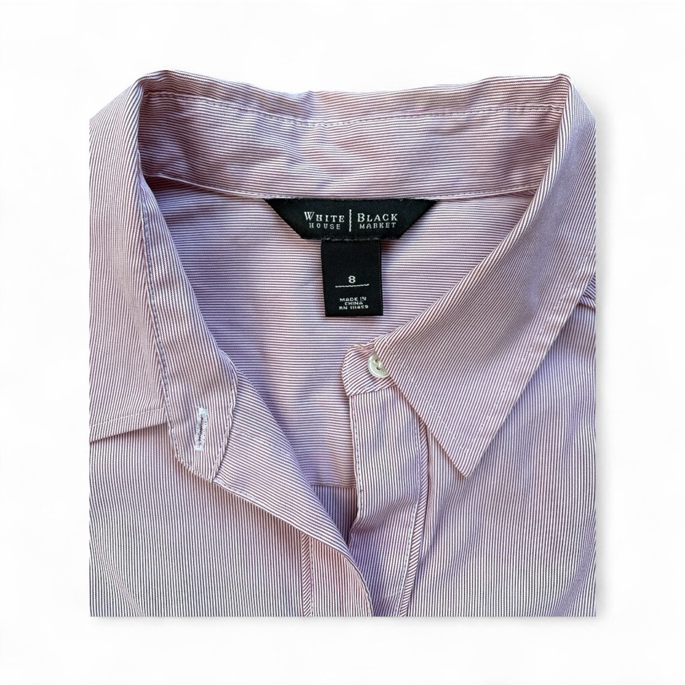 White House Black Market Lavender Striped Shirt - Picture 5 of 6